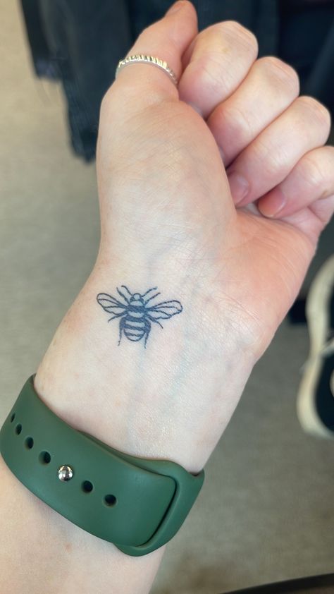 Wrist Bee Tattoos For Women, Men’s Bee Tattoo, Easy Bee Tattoo, Bee Henna Tattoo, Mens Bee Tattoo, Bee Tattoo Wrist, Simple Bumble Bee Tattoo, Bee Small Tattoo, Bee Tattoo Placement