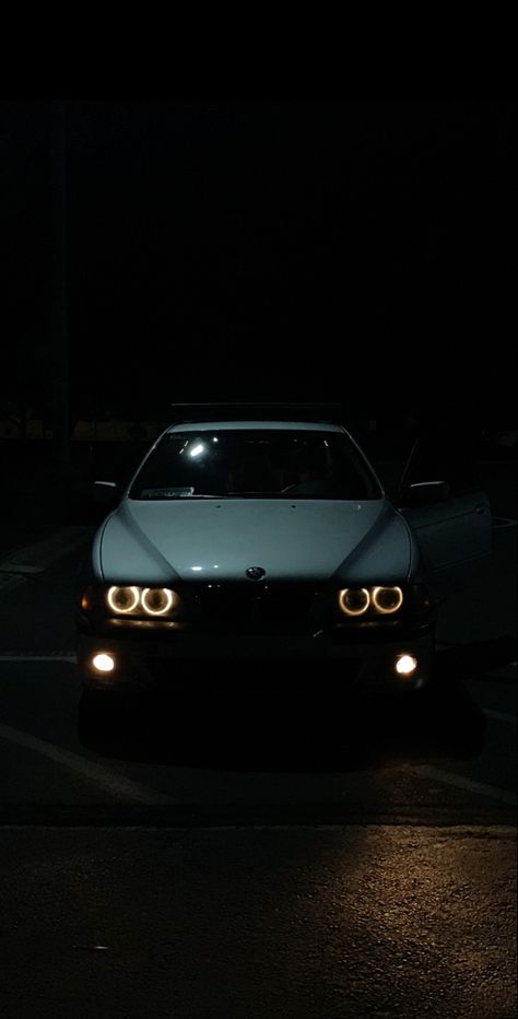 bmw e39 night headlights beamer bimmer Bmw Lights In Dark, Bmw At Night, Bmw Headlights, Bmw Night, Bmw Lights, Scary Eyes, Supra Mk4, Bmw E30 M3, Toyota Supra Mk4