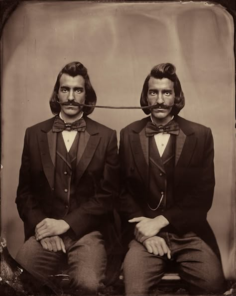 Mysterious Photography, Human Oddities, Jewish Museum, Seeing Double, Vintage Twins, Two Of A Kind, Identical Twins, Vintage Circus, Moustaches