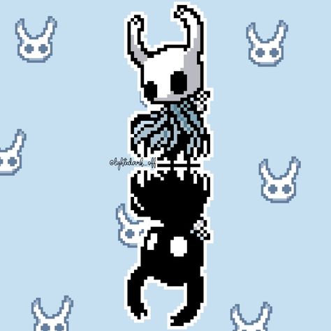 Hollow Knight Perler Beads, Hollow Knight Cross Stitch, Funny Pixel Art, Geeky Cross Stitch Patterns, Geeky Cross Stitch, Easy Perler Beads Ideas, Pixel Art Tutorial, Tapestry Crochet Patterns, Pixel Art Pattern