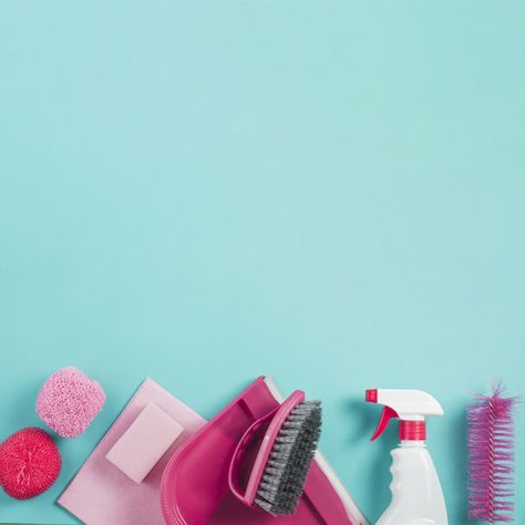 High angle view of cleaning equipments on turquoise background Free Photo Antique Brick Wall, Antique Brick, Dark Grey Walls, Merry Christmas Background, Cement Wall, Cleaning Logo, Red Chair, Turquoise Background, Tile Wallpaper