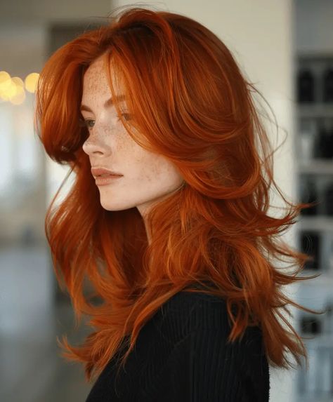 Ignite Your Style: 51 Captivating Copper Hair Color Ideas - Page 12 of 17 - The Fusion Feed Intense Copper Hair, Copper Orange Hair, Fire Ombre Hair, Golden Copper Hair, Bright Copper Hair, Pretty Red Hair, Copper Hair Color Ideas, Hair Muse, Dyed Curly Hair