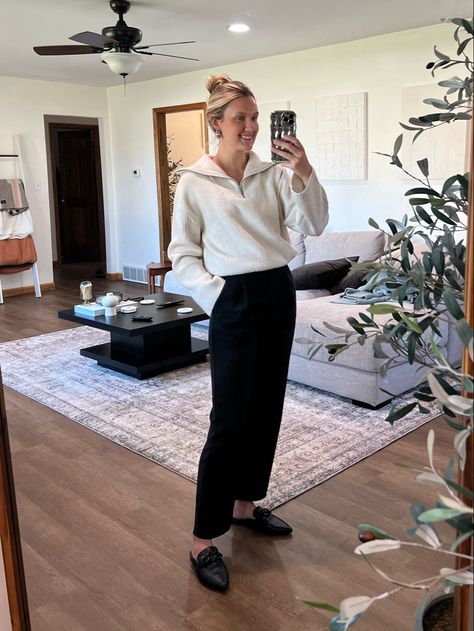 Business casual outfit! Zip collared sweater: small old from H&M AF high waisted ankle straight trousers: 25r Black flat mules tts Follow my shop @briannaallisonxx on the @shop.LTK app to shop this post and get my exclusive app-only content! #liketkit #LTKworkwear #LTKSeasonal #LTKfindsunder100 @shop.ltk https://liketk.it/4lod5 Outfits With Mules Flats, Outfits With Mules, Business Casual Style, Business Casual Outfit, Collared Sweater, Style Inspiration Casual, Fashion Business Casual, Flat Mules, Half Zip Sweaters