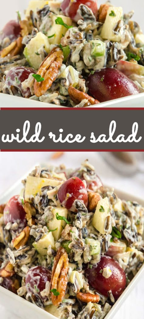 Cold Rice Salad Recipes, Rice Salad Cold, Wild Rice Salad Recipe, Salad With Grapes, Cold Salad Recipes, Potluck Salad, Salad With Apples, Wild Rice Recipes, Rice Salad Recipes