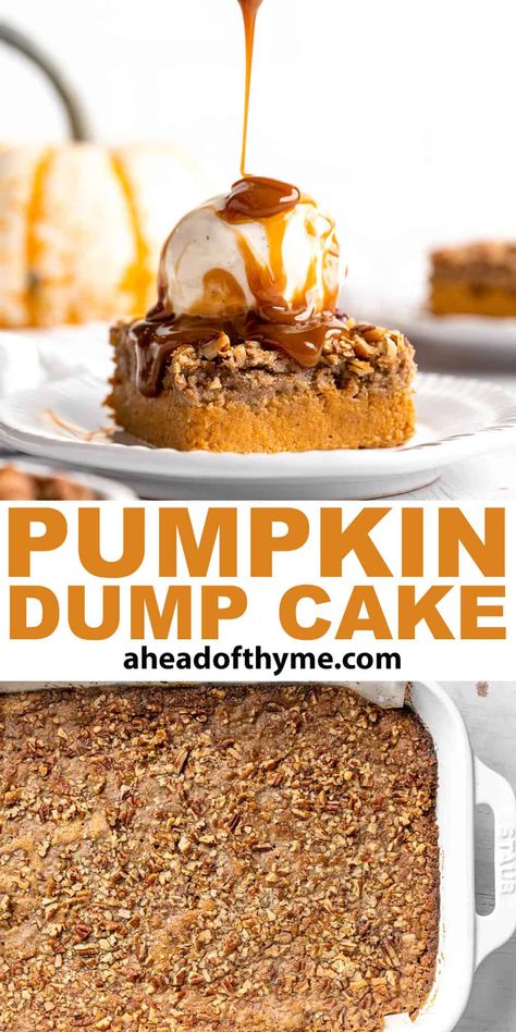 Pumpkin Crumble Cake, Regular Cake, Pumpkin Dump Cake Recipe, Pumpkin Cobbler, Pumpkin Dump, Dump Cake Pumpkin, Dessert Alternatives, Dump Cakes, Thanksgiving Blessings