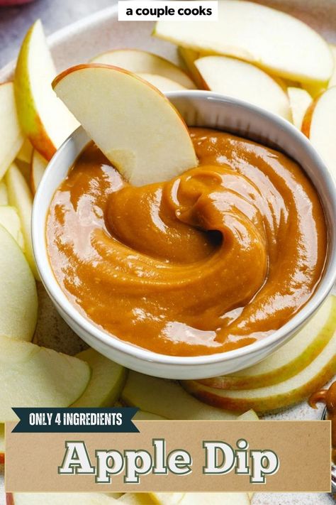 You won’t believe this caramel apple dip recipe until you taste it! Stir just 4 ingredients into a glossy peanut butter caramel that’s vegan and gluten-free. It’s so simple and the best healthy snack! Pop over to our site for this easy recipe! Easy Apple Dip, Healthy Snack Mix, Caramel Apple Dip Recipe, Apple Dip Recipe, Cold Dip Recipes, Peanut Butter Caramel, Winter Salad Recipes, Caramel Apple Dip, Butter Caramel