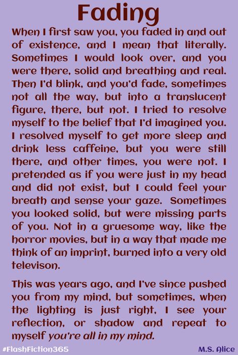 Flash Fiction #020 "Fading" A story every day for a year! #ShortStory Short Fable Stories, An Eight Word Short Story, Short Story With Reflection, Flash Fiction Examples, Motivational Short Stories, Flash Fiction Stories, Call Of Duty Infinite, Niall Horan Imagines, Fiction Story