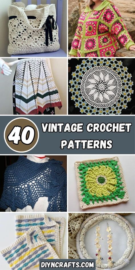 40 Vintage Crochet Patterns Free Retro Crochet Patterns, Crochet Patterns Vintage, Retro Crochet Patterns Free, Free Vintage Crochet Patterns, Vintage Crochet Patterns Free, 60s Crochet, Pillow Cover Crochet Pattern, Crochet Baby Bibs, Vintage Needlework