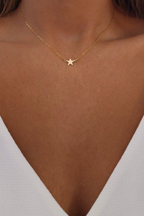 Tiny Gold Star Necklace | Mini Star Choker Necklace | Celestial Necklace | Bridesmaids Necklace | Co - Gold Star Necklace, Star Choker, Constellation Jewelry, Dainty Diamond Necklace, Star Necklace Gold, Celestial Necklace, Classy Jewelry, Bridesmaid Necklace, Girly Jewelry