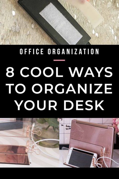 These desk organization ideas are perfect if you're on a budget but still want to organize your office and have it look chic. I love all the rose gold desk accessories. #fromhousetohome #desk #homeoffice #organizing #officeorganization #organizingideas Small Office Organization, Desk Organization Ideas, Gold Office Supplies, Organized Desk, Work Cubicle, Space Saving Desk, Office Organization At Work, Gold Office, My Home Office