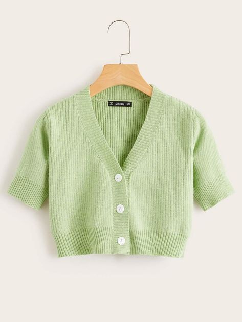 Crop Cardigan, Cardigans, Pastel, Free Shipping, Green