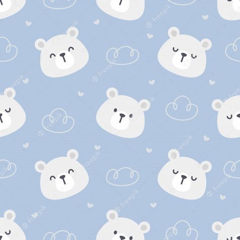 Polar Bear Background, Bear Background, Wallpaper For Boys, Baby Room Decals, Cute Seamless Pattern, Baby Background, Background Baby, Code Wallpaper, Nursery Patterns