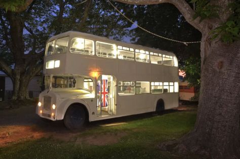 Incredible Double Decker Bus Cottage For Sale! Converted Bus For Sale, Double Deck Bus, Converted Bus, New Travel Trailers, Bus Living, Buses For Sale, Bus House, Greensboro North Carolina, Decker Bus