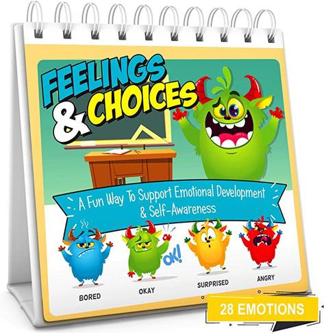 AmazonSmile: Feelings & Choices Flip Book | Teach 28 Emotions to Kids & Toddlers | Early Learning Feelings Chart & Book Flash Card Alternative | ASD Friendly Teaching Toy | Parents Teachers & Therapist : Toys & Games Zen Zone, Feelings Book, Feelings Chart, Games People Play, Mindfulness For Kids, Virtual Learning, Different Emotions, Flash Card, Charts For Kids