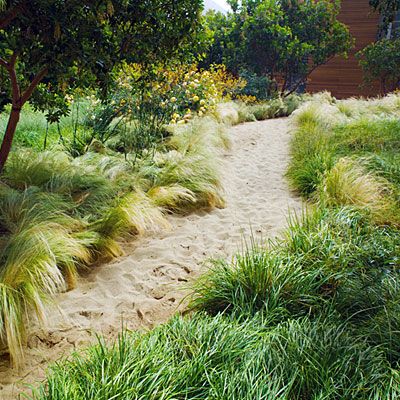 Beachscaping by Karen Chapman Stepping Stone Pathway, Flagstone Path, Path Ideas, Stone Pathway, Garden Pathway, Beach Gardens, Backyard Projects, Gorgeous Gardens, Backyards