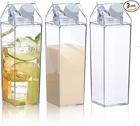 Clear Milk Carton, Water Bottle Clear, Milk Carton Water Bottle, Carton Water Bottle, Milk Store, Juice Jar, Plastic Milk Bottles, Clear Water Bottle, Plastic Milk