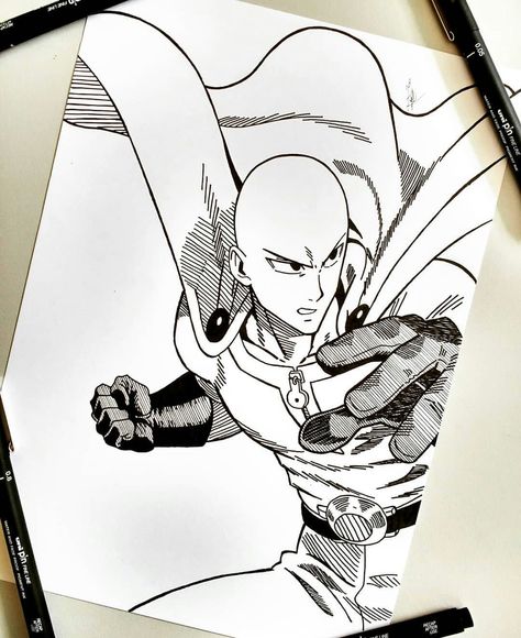 Shading Drawing, Saitama One Punch, Saitama One Punch Man, Punch Man, Anime One, One Punch, Saitama, Anime Sketch, One Punch Man