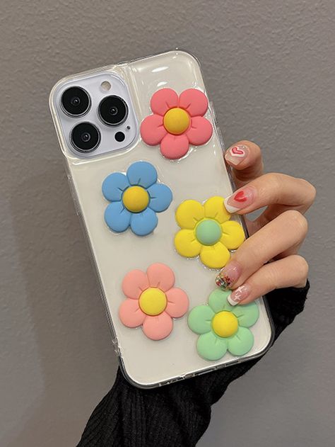 Clay Phone Case Diy, Clay Phone Cover, Polymer Clay Phone Case Diy, Polymer Clay Phone Case, Decorating Phone Case, Clay Phone Case, Clear Phone Case Inspo, Phone Case Decoration, Flower Phone Case Painting