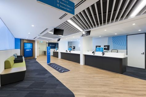 Designing the future of banking - ANZ Retail Banking Design, Bank Interior Design Concept, Corporate Poses, Bank Interior Design, Bank Interior, Sydney Airport, Green Interior Design, Bank Design, Strategic Goals