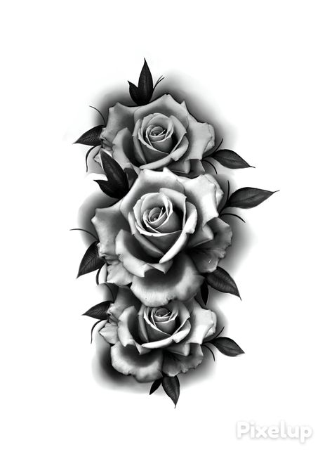 4 Roses Tattoo Design, 3 Roses Tattoo Design For Women, Rose Tattoo Reference, 3 Rose Tattoo, 3 Roses Tattoo Design, Realism Rose Tattoo, 3 Roses Tattoo, Roses Tattoo Design, Flower Tattoo Stencils