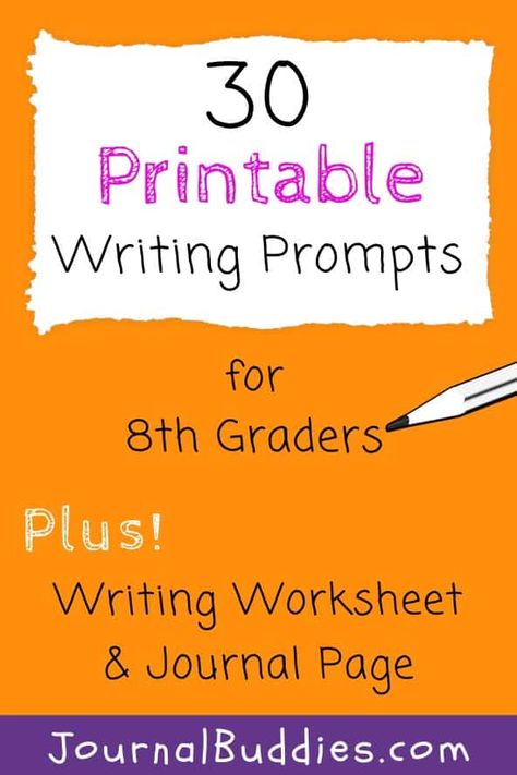 Check out the free writing resources we have for you. Here you will find an 8th-grade printable worksheet pdf, plus writing prompt and journal page pdfs. Eighth grade is a confusing and stressful time for many teens, and regular writing and reflecting can help your students better understand their thoughts, feelings, and dreams. #writingprintables #writingresources #8thgraderesources #journalbuddies #writingideas Writing Prompts For 5th Grade, Grade 6 Writing Prompts, Grade 7 Writing Prompts, 6th Grade Writing Prompts, Grade 5 Paragraph Writing, 7th Grade Writing, Printable Writing Prompts, Creative Writing Worksheets, Elementary Writing Prompts