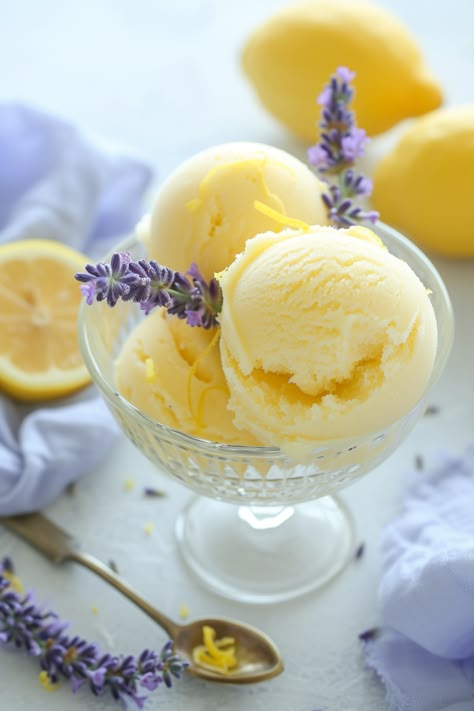 Savour the Delight of Zesty Lemon Lavender Sorbet: A Mediterranean Diet Must-Try Recipe #mediterraneandiet Lavender Treats, Lavender Food, Lavender Honey Ice Cream, Gelato Recipes, Frozen Dessert Recipes, Home Made Ice Cream, Honey Ice Cream, Lavender Ice Cream, Flower Lavender