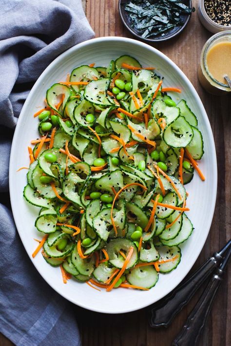 Hawaii Foods, Japanese Cucumber Salad, Japanese Cucumber, Ginger Miso, Beautiful Recipes, Plats Healthy, Thanksgiving 2024, Sesame Ginger, Miso Dressing