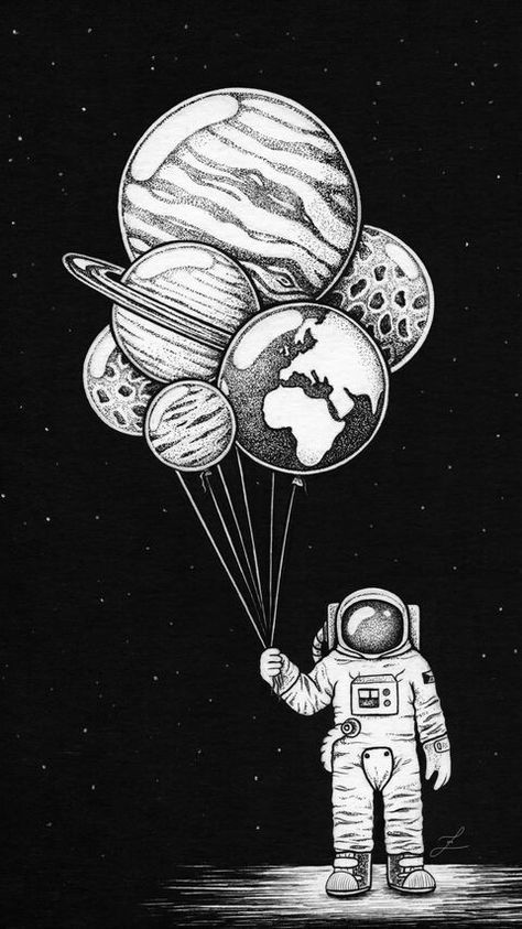 Galaxy Drawings, Astronaut Drawing, Space Doodles, Astronaut Illustration, Space Drawing, Planet Drawing, Space Drawings, Astronaut Wallpaper, Arte Alien