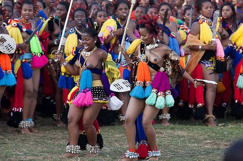 Umhlanga (Reed Dance), Swaziland | peace-on-earth.org | Flickr Zulu Wedding, Animal Logo Inspiration, Carrie Fisher Princess Leia, Red Dance, African Traditions, Women Gathering, Old Photography, Dance Photos, Dance Pictures