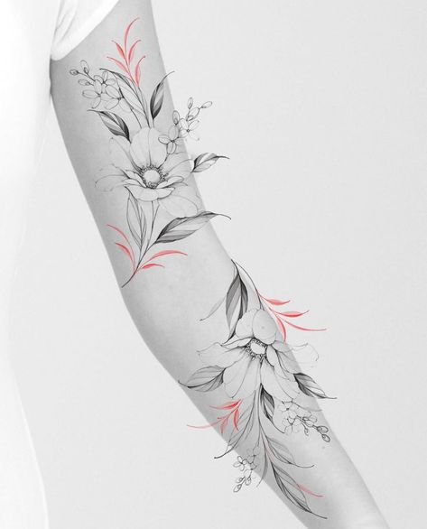 Tattoo Designs Upper Arm, Butterfly And Rose Tattoo, Tattoo Designs Butterfly, Aura Tattoos, Black Flowers Tattoo, Butterfly And Rose, Rose Drawing Tattoo, Wrap Tattoo, Universe Tattoo