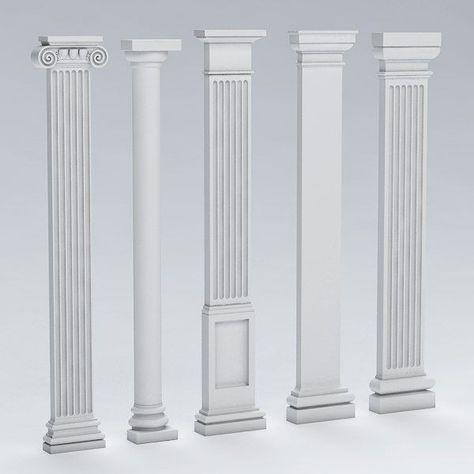 Pillar Design Columns, Ionic Pillar, Columns Interior, Plaster Ceiling Design, Classical Interior Design, Cornice Design, Front Wall Design, Decorative Columns, Classical Interior