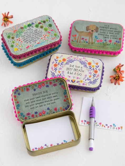 Tin Prayer Box - Thankful Grateful – Natural Life Altoids Tin, Secret Sister, Altoid Tin, Altered Tins, Prayer Box, Grateful Thankful Blessed, Mom And Sister, Tiny Treasures, Power Of Prayer