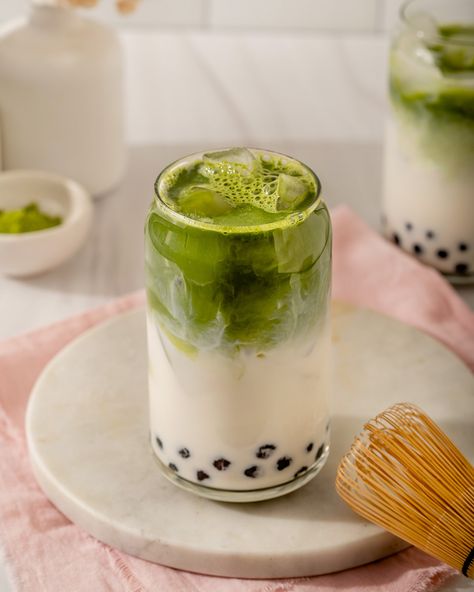 Matcha Milk Tea – Takes Two Eggs Matcha Bubble Tea Aesthetic, Matcha Milk Tea Recipe, Matcha Bubble Tea Recipe, Matcha Boba Tea, Matcha Milk Tea, Matcha Tea Recipes, Mango Coulis, Aesthetic Recipes, Matcha Bubble Tea