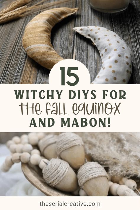 15 Witchy Fall Equinox and Mabon DIY Projects to Celebrate the Change of Season - The Serial Creative Fall Equinox Altar, Mabon Crafts Witches, Fall Witchy Crafts, Pagan Halloween Decorations, Fall Witch Crafts, Fall Witchy Decor, Nature Diy Projects, Mabon Crafts Diy, Witchy Fall Decor Diy