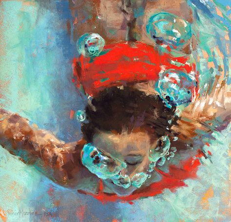 Michele Poirier-Mozzone Underwater Painting, Underwater Art, Fancy Art, Nyc Art, Water Art, Orange Art, A Level Art, Blue Painting, Art Pop