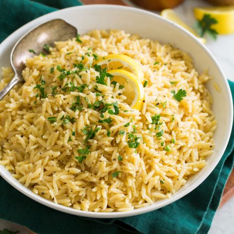 Lemon Orzo Recipe - Cooking Classy Lemon Orzo Rice, Greek Lemon Orzo, Orzo Rice, Greek Lemon Rice, Orzo Recipe, Turkey Pasta, Lemon Orzo, How To Cook Orzo, Orzo Recipes