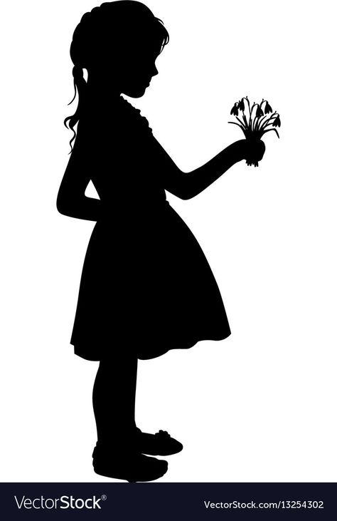 Kids Church Decor, Silhouette Girl, Angel Silhouette, Dance Vector, Angel Vector, Kids Silhouette, Girl With Flowers, Mandala Painted Rocks, Flower Silhouette