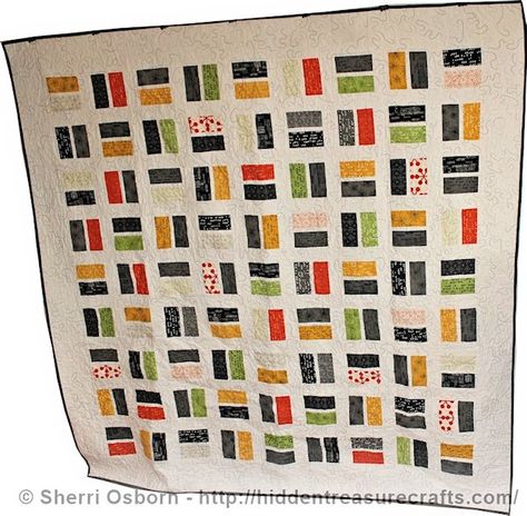 Brick Quilt Using Comma Fabric by Zen Chic | Hidden Treasure Crafts and Quilting Bricks Quilt Pattern, Japanese Jigsaw Quilt Pattern, Nickle Brick Quilt, Zen Chic Quilt Patterns, Asian Inspired Quilt Pattern, Homemade Kids Gifts, Chic Quilts, Panel Quilt Patterns, Treasure Crafts