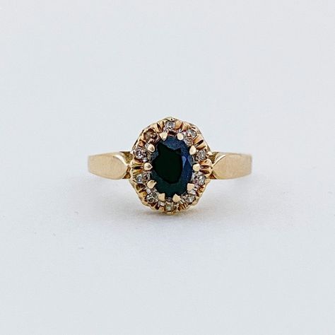 This classic beauty is just stunning! The deep blue sapphire is encircled by a halo of sparkling diamonds, reminiscent of a starry night sky 🌘✨ Dress Like A Royal, Georgian Era, A Starry Night, Vintage Sapphire, Diamond Halo Ring, Starry Night Sky, Half Eternity Ring, Halo Diamond Ring, Halo Ring