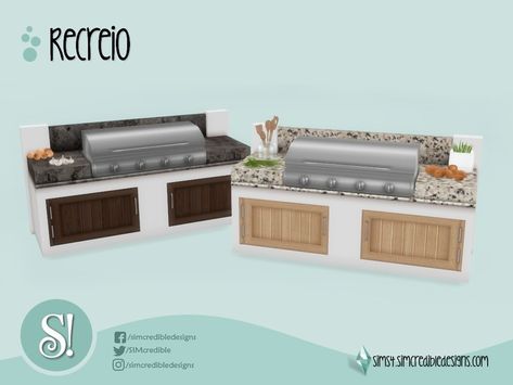 Sims 4 Cc Outdoor Kitchen, Sims 4 Cc Simcredible, Sims 4 Bbq Cc, Sims 4 Simcredible, Sims 4 Grill Cc, Simcredible Sims 4, Furniture Cc, Sims 4 Kitchen, Resource Furniture