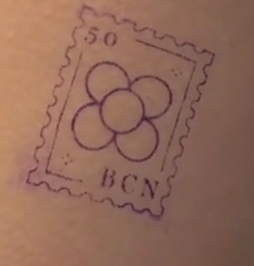 tattoo Barcelona Inspired Tattoo, Barcelona Stamp Tattoo, Small Soccer Tattoos, Barcelona Flower Tattoo, Spain Inspired Tattoo, Barcelona Tattoo Ideas, Spain Tattoos Ideas, Rhys Tattoo, Portugal Tattoo