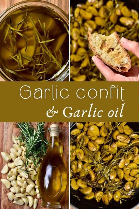 How To Make Garlic Confit, Marinated Garlic Cloves, Roasted Garlic Confit, Garlic Oil Recipe, Confit Garlic, Confit Recipes, Roasting Garlic In Oven, Garlic Confit, Roasted Garlic Cloves