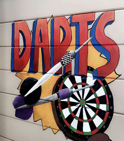 Dartboard I did for a dart room Painted Dart Board, Darts Aesthetic, Darts Game, Concert Poster Art, Dart Board, Gaming Wallpapers, Dart, Cleveland Cavaliers Logo, Board Design