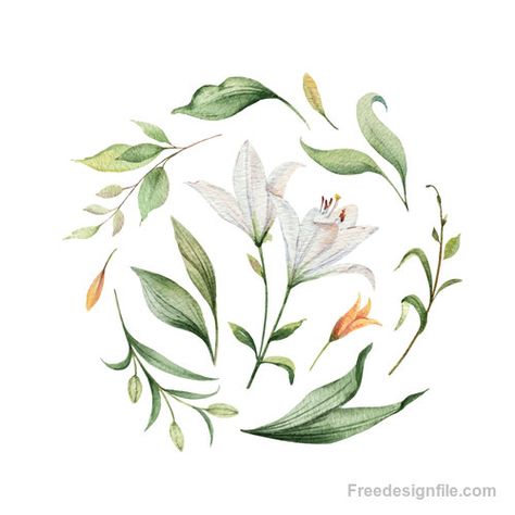 Spring Wedding Decor, Spring Wedding Decorations, Lily Flowers, Watercolor Bouquet, Wedding Suite, Flower Clipart, Watercolor Flower, Lily Flower, Flower Illustration