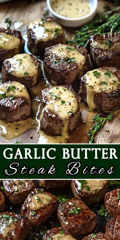 🥩 Juicy, tender Garlic Butter Steak Bites in just 20 minutes! 🧄✨ Perfect for an easy, flavor-packed dinner or appetizer. #SteakLovers #QuickDinnerIdeas #GarlicButterDelight 🥂 Steak Bites With Garlic Butter, Butter Steak Bites Recipe, Tender Steak Bites, Healthy Steak, Beef Tip Recipes, Garlic Butter Steak Bites, Butter Steak Bites, Steak Bites Recipe, Beef Steak Recipes