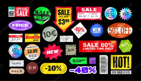 Premium Vector | Sticker pack price stickers peeled paper stickers price tag isolated on black background Price Sticker Design, Industrial Stickers, Inconvenience Store, Magazine Stickers, Price Tag Sticker, Price Tag Design, Tag Sticker, Reference Pics, Stickers Aesthetic