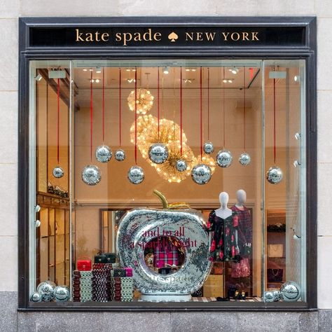 kate spade new york on Instagram: “our holiday windows are here... along with black friday! come in, say hi. #katespadeny #blackfriday” Pedestrian Walk, Holiday Window Display, Christmas Window Display, Ball Drop, Booth Display, Disco Balls, Decorating With Christmas Lights, Henri Bendel, Christmas Jewelry