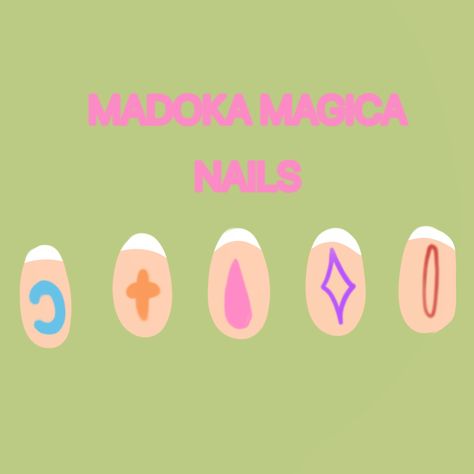 Madoka magica puella rebellion series movies blue orange pink purple red nails inspiration french tips tip drawing Madoka Magica Inspired Nails, Madoka Magica Tattoo Ideas, Madoka Nails, Madoka Magica Nails, Purple Red Nails, Nails Inspiration French, Red Nails Inspiration, Madoka Magica Mami, Mahō Shōjo Madoka Magica