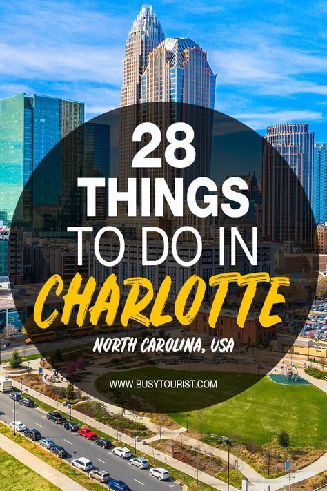 Planning a trip to Charlotte, NC and wondering what to do there? This travel guide will show you the top attractions, best activities, places to visit & fun things to do in Charlotte, North Carolina over here! Start planning your itinerary & bucket list now! #charlotte #charlottenc #northcarolina #thingstodoincharlotte #usatravel #usatrip #usaroadtrip #travelusa #ustravel #ustraveldestinations #americatravel #travelamerica #vacationusa North Carolina Vacations, North Carolina Travel, Us Travel Destinations, Countries To Visit, Charlotte North Carolina, North America Travel, Road Trip Usa, Best Places To Visit, Charlotte Nc