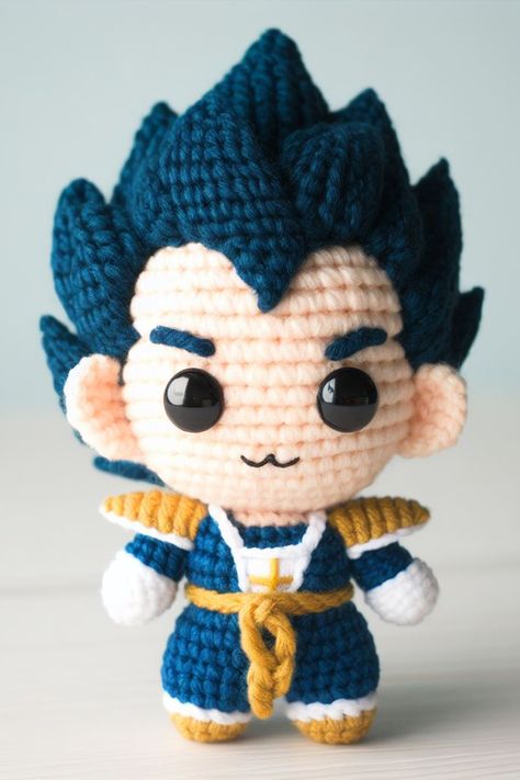 Vegeta Amigurumi Goku Crochet Pattern Free, Dragonball Crochet, Anime Amigurumi Free Pattern, Dragon Ball Z Crochet, Vegeta Amigurumi, Dragon Ball Crochet, Dragon Ball Amigurumi, Dragon Amigurumi Free Pattern, Vegeta Dragon Ball Z